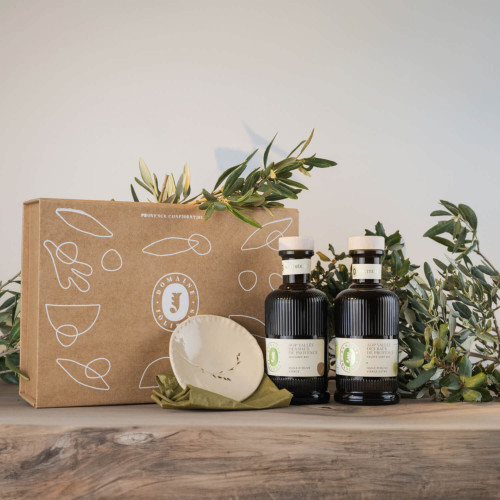 Coffret Trio "2 Huiles AOP Baux de Provence & coupelle de dégustation"